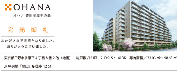 オハナ 豊田多摩平の森 完売御礼