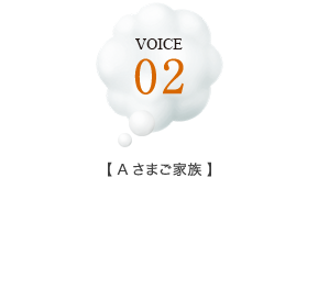 VOICE 02【Aさまご家族】花や緑のある環境が好き。楽しく優雅に暮らせそう。