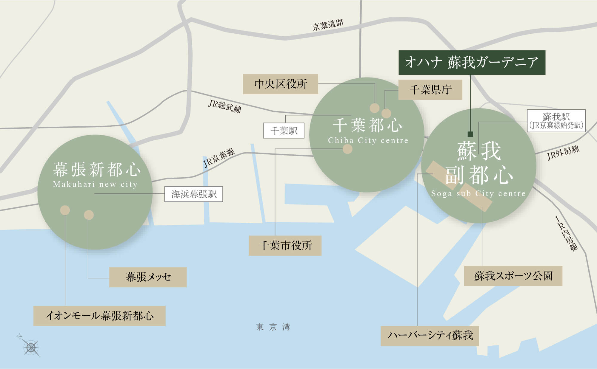 千葉市将来都市構造概念図※千葉市都市計画マスタープランを基に作成